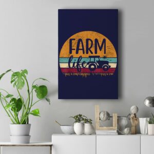 Retro Vintage Farm Life Farming Tractor Family Farmer Gift Wall Art Canvas Home Decor New Portrait Wall Art Navy