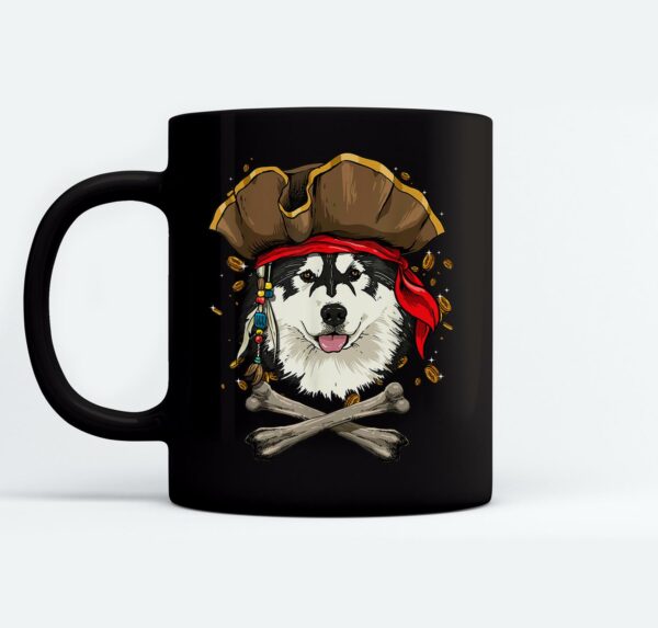 Alaskan Malamute Pirate Dog Halloween Jolly Roger Mugs Ceramic Mug Black