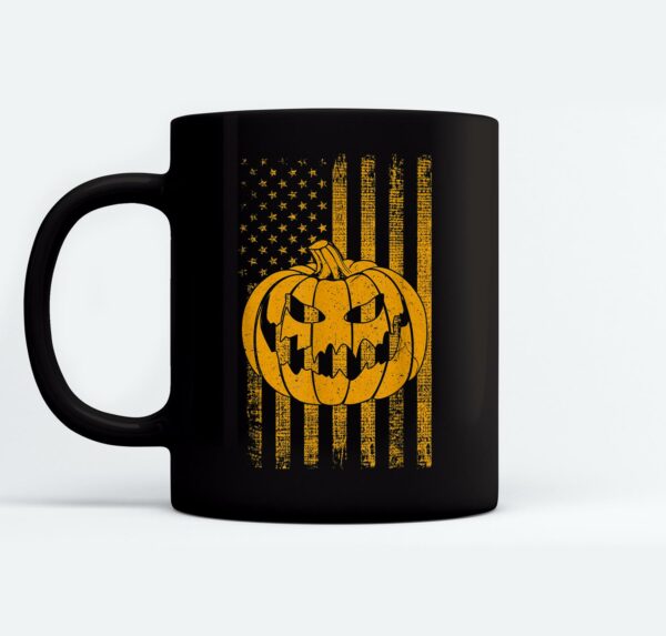 American Flag Patriot Pumpkin Halloween Candy Carving Spooky Mugs Ceramic Mug Black