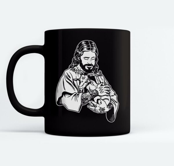 Atheist Antichrist Jesus Loves Satan Baphomet black goat Mugs Ceramic Mug Black
