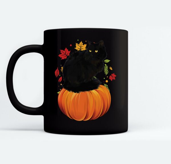 Black Cat Autumn Fall Season Pumpkin Thanksgiving Cat Mugs Ceramic Mug Black