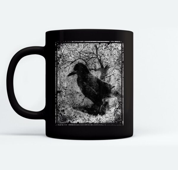 Black Crow on Tree Vintage Dark Art Occult Aesthetics Mugs Ceramic Mug Black