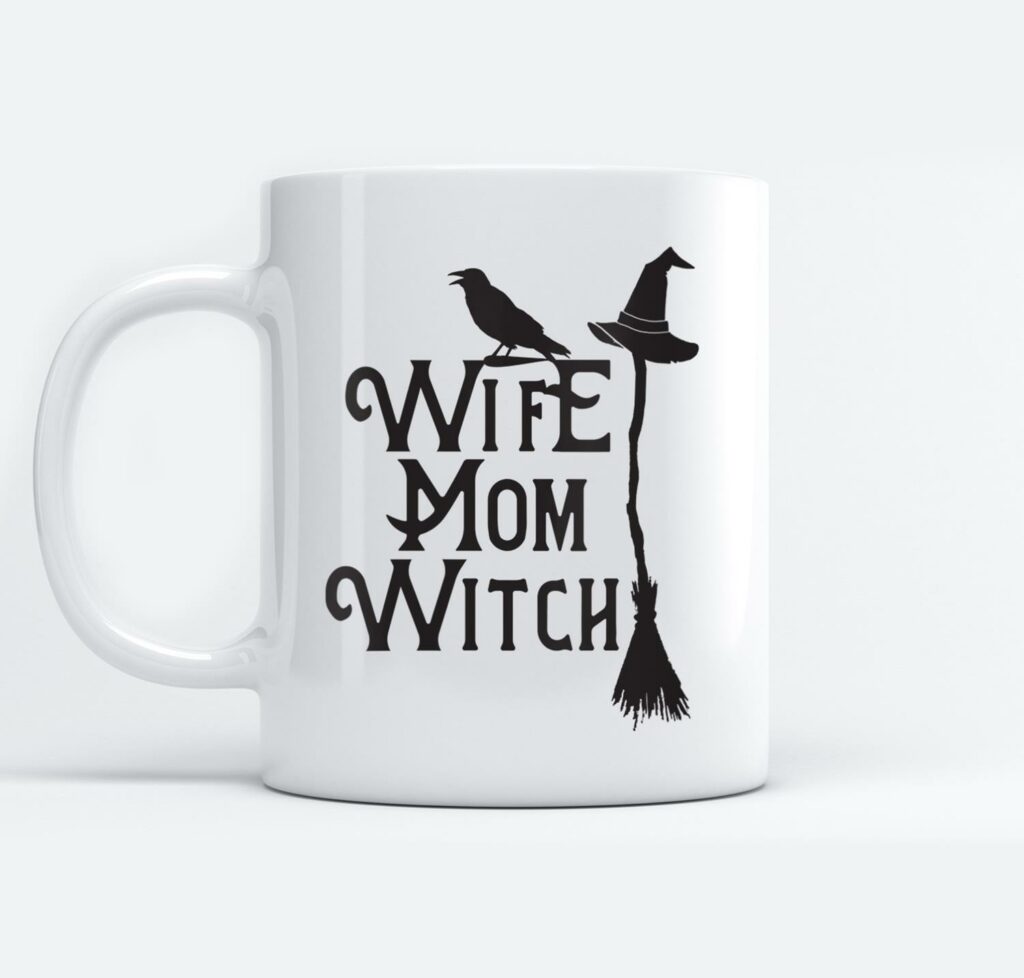 Womens Wife Mom Witch Funny Halloween Costume Womens Gift White Mugs Mug 11Oz White