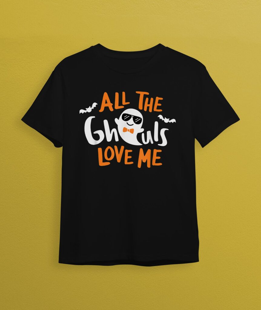 All The Ghouls Love Me Ghost Kids Boys Halloween T shirt Unisex Black